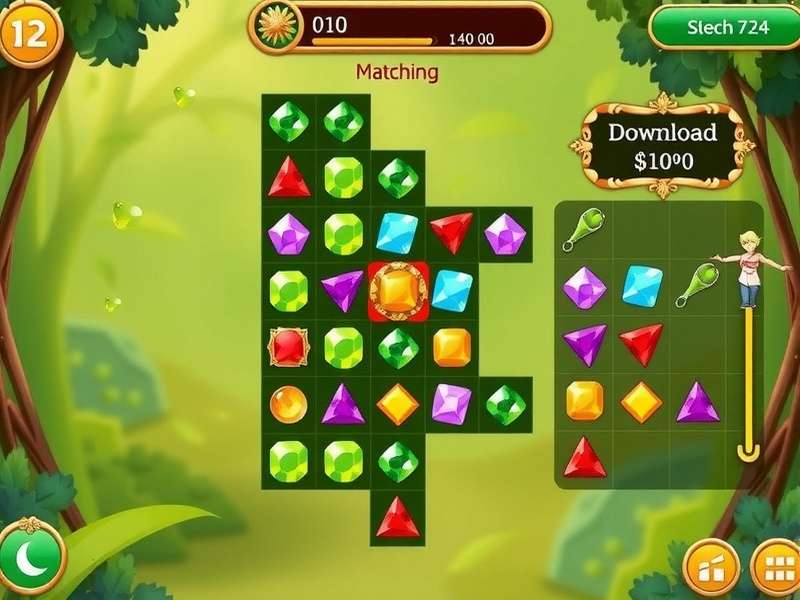 Peridot Pleasure Twirl gameplay screenshot showing colorful gem matching